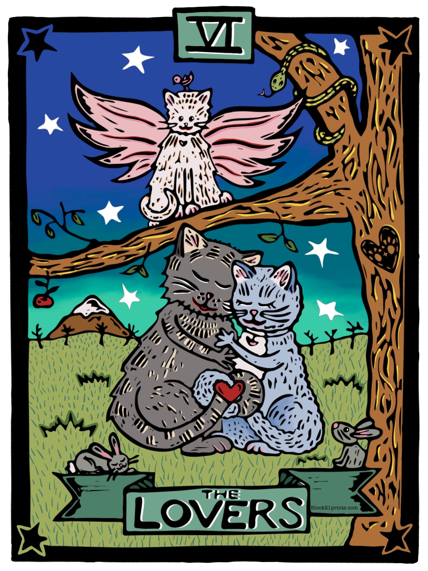 The Lovers Tarot Blank Greeting Card 4" X 6"