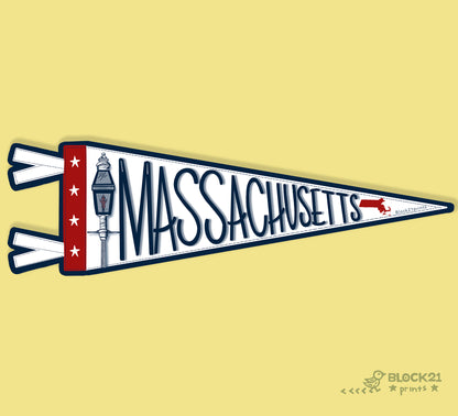 New England Pennant Sticker – Vinyl Decal