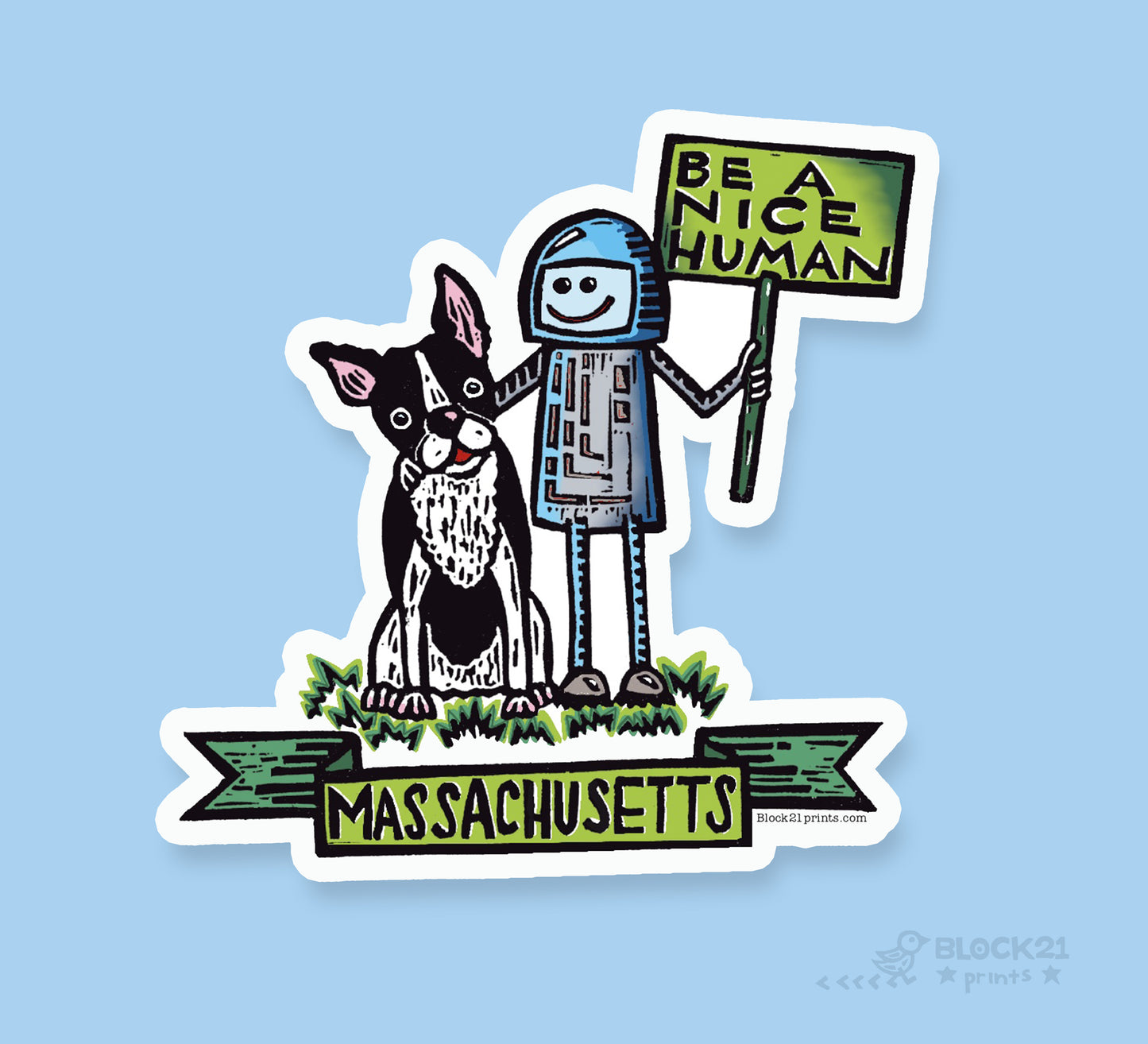 Massachusetts Be A Nice Human Boston Terrier postcard