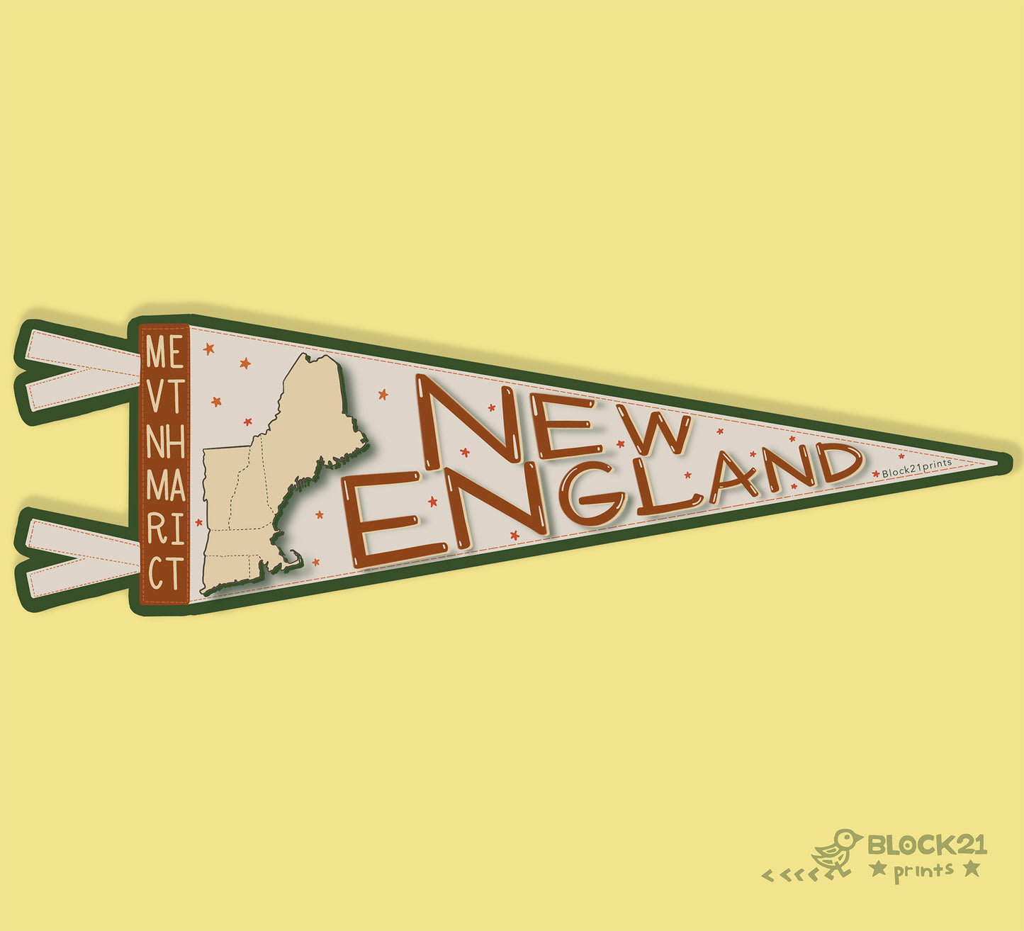 New England Pennant Sticker – Vinyl Decal