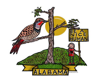 Alabama Northern Flicker Bird Be a Nice Human Sticker Decal