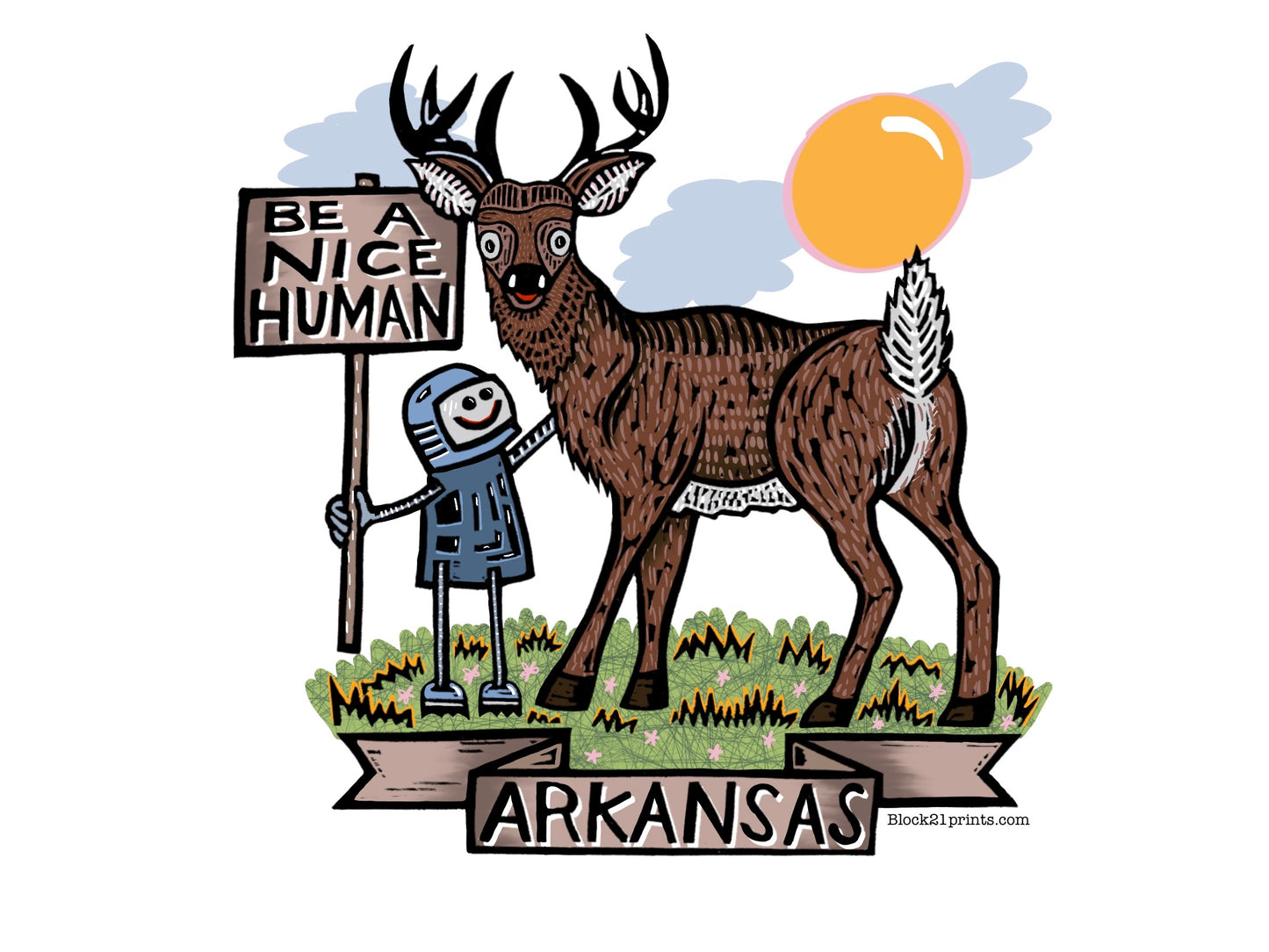 Arkansas white tailed deer Be a Nice Human Sticker Decal