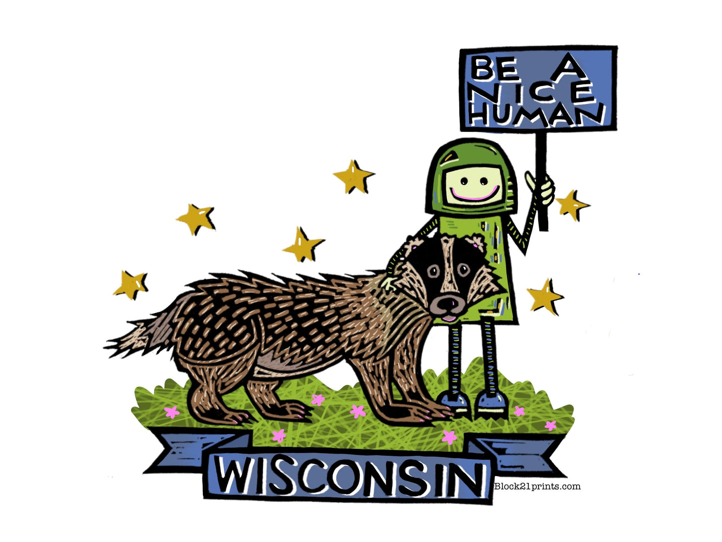 Wisconsin Badger Be a Nice Human Sticker Decal