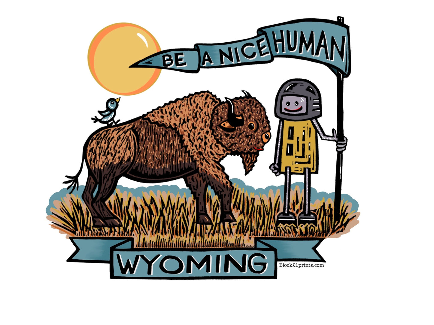 Wyoming Bison Be a Nice Human Sticker Decal