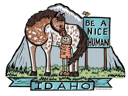 Idaho Appaloosa Horse Be a Nice Human Sticker Decal