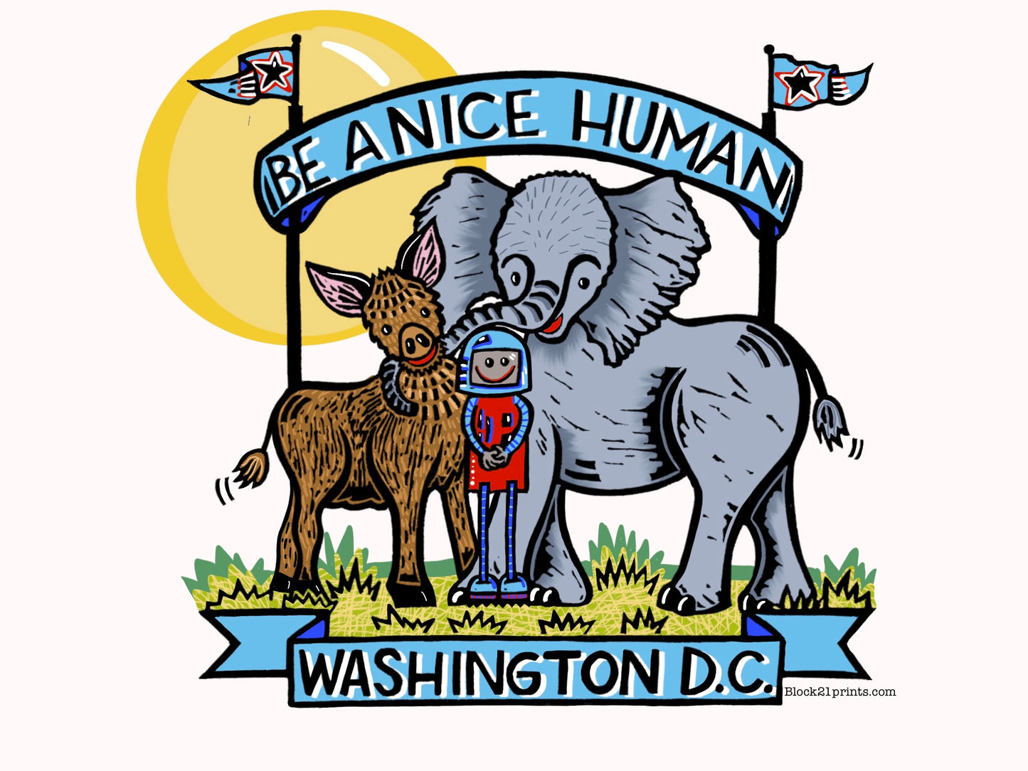 Washington DC Be a Nice Human Sticker Decal