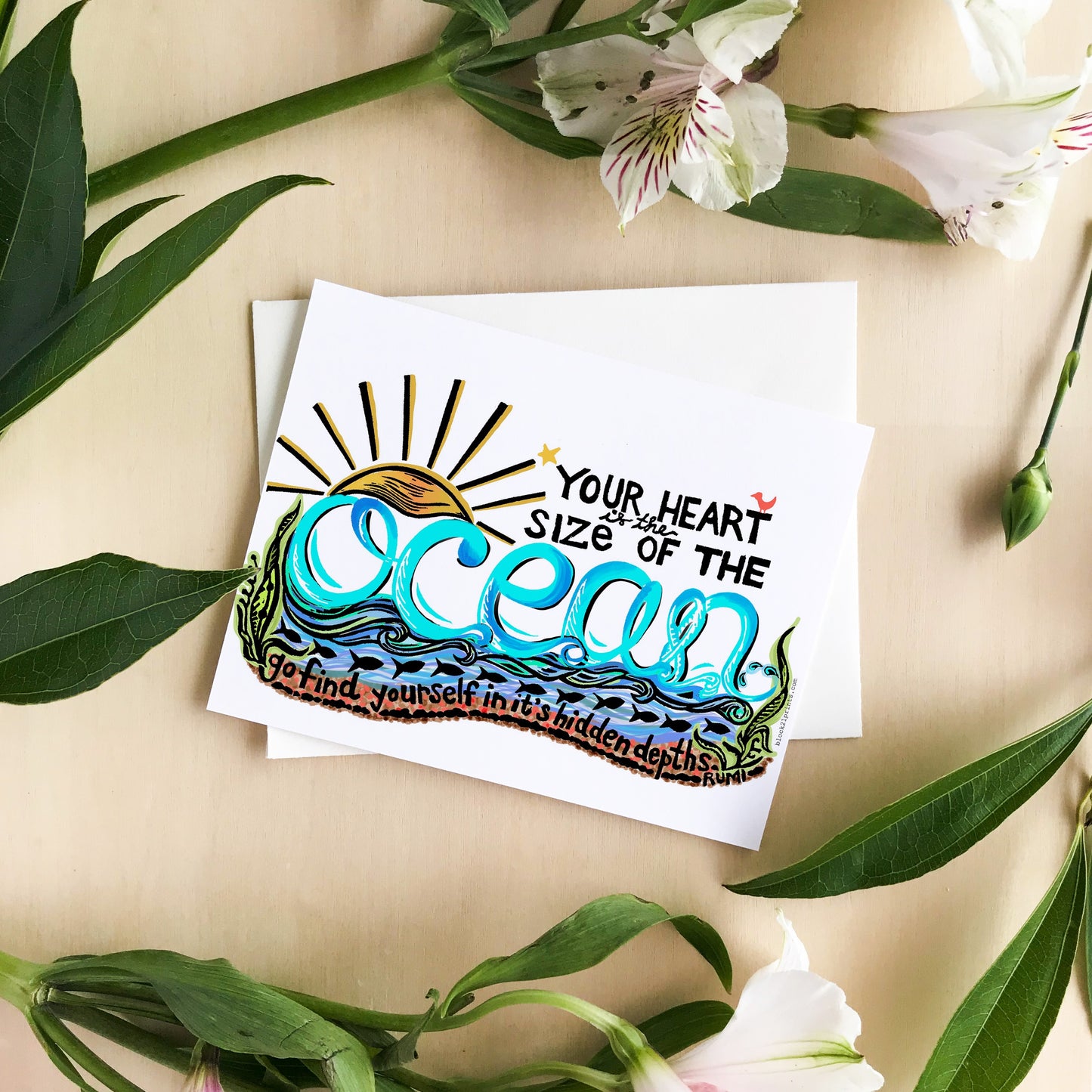 Your Heart is the Size of the Ocean Rumi Quote Die Cut Vinyl Sticker