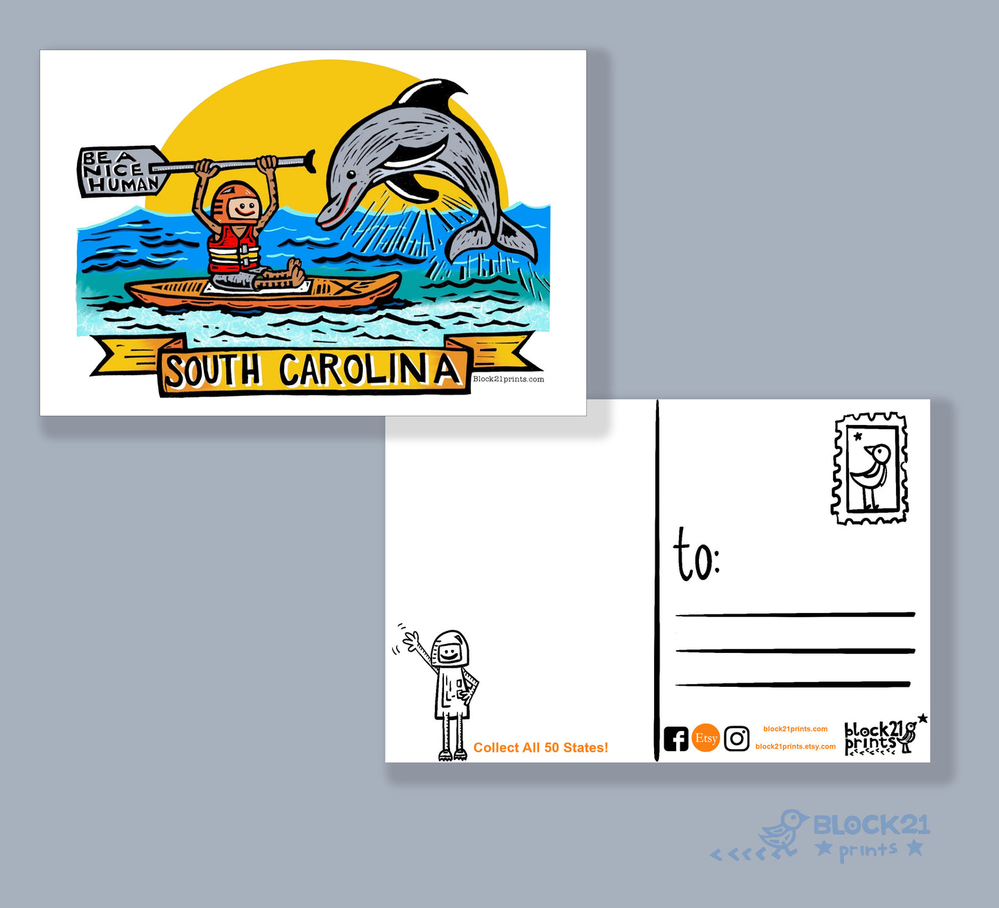 South Carolina Dolphin Be a Nice Human Sticker Decal