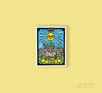 The Sun Cat Tarot Card Die Cut Vinyl Sticker