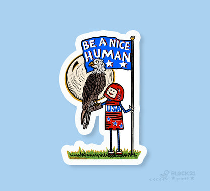 USA Be A Nice Human bald eagle postcard