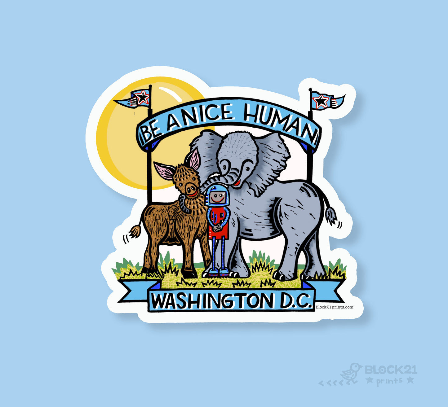 Washington DC Be a Nice Human Sticker Decal