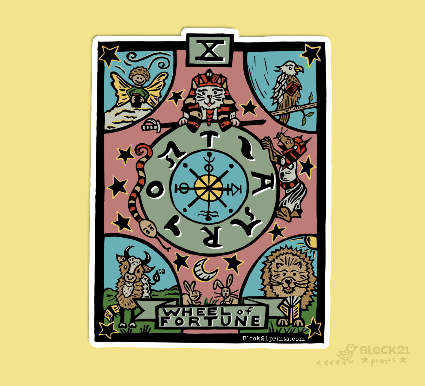 Wheel of Fortune Tarot Card Die Cut Vinyl Sticker