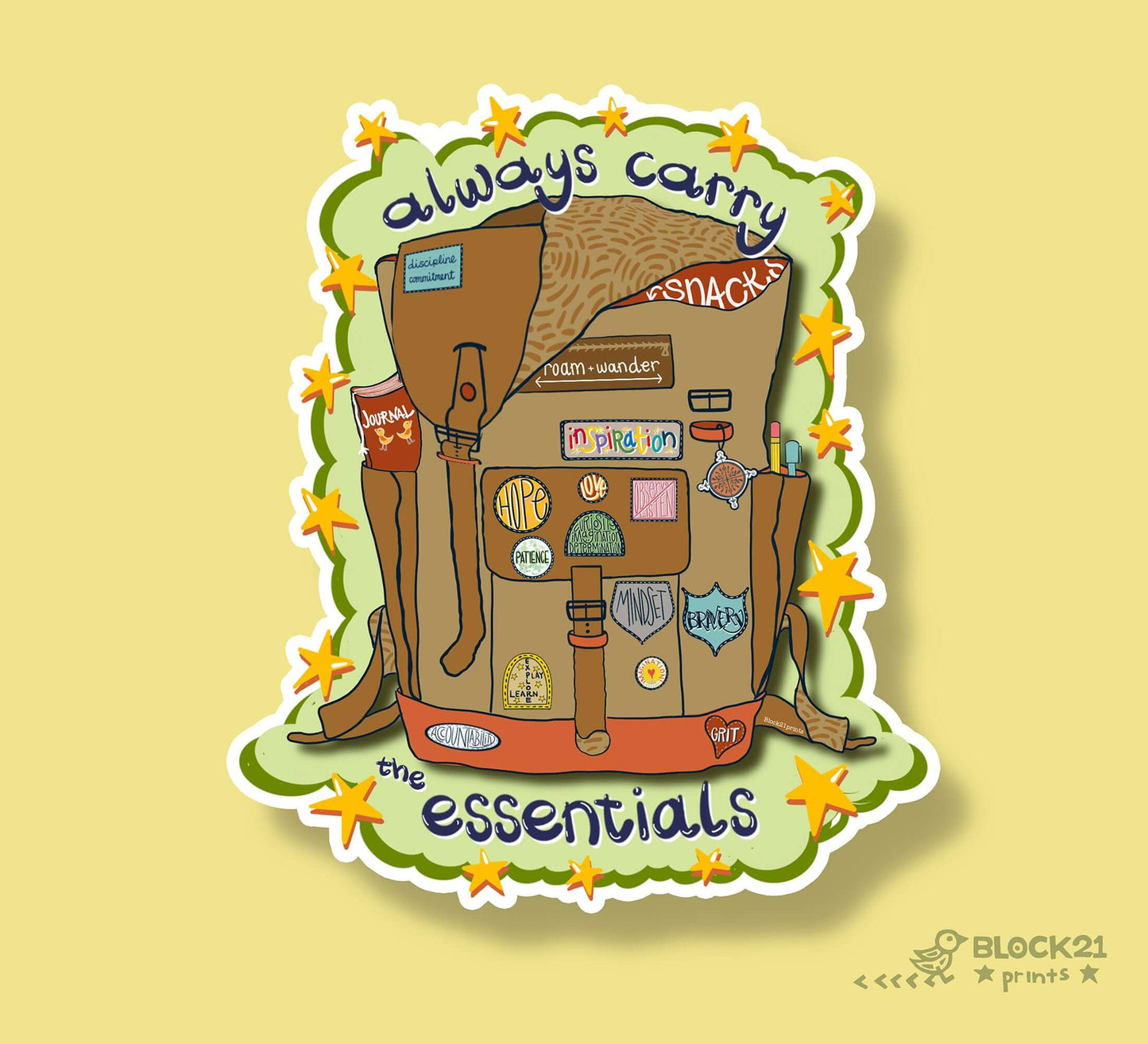 Backpack Essentials Sticker – Adventure & Inspiration Design