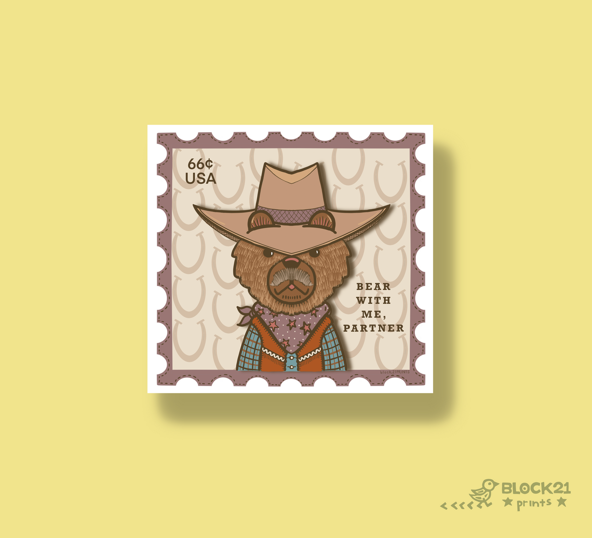 Bear With Me Partner Sticker | Western Cowboy Bear Sticker