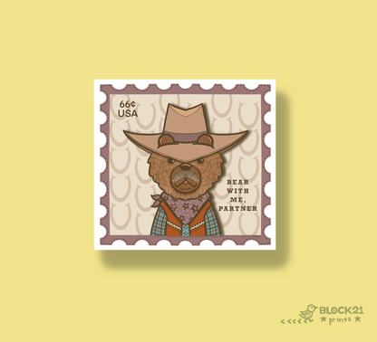 Bear With Me Partner Sticker | Western Cowboy Bear Sticker