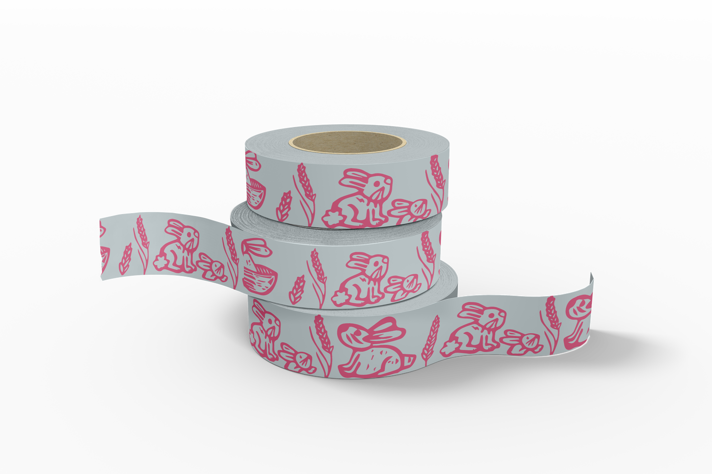 Bunnies and Wheat Pink and White Washi Tape