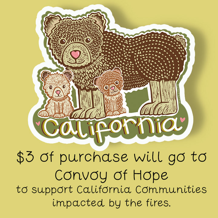 California 3 Bears Sticker - Wildfire Relief Donation