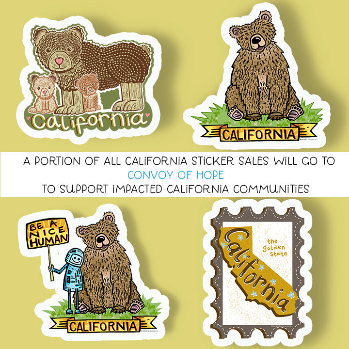 California 3 Bears Sticker - Wildfire Relief Donation