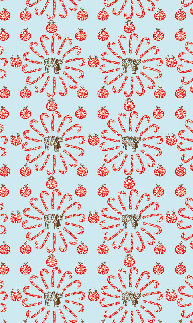 Holiday Winter Candy Cane Bears - Gift Tags - set of 5