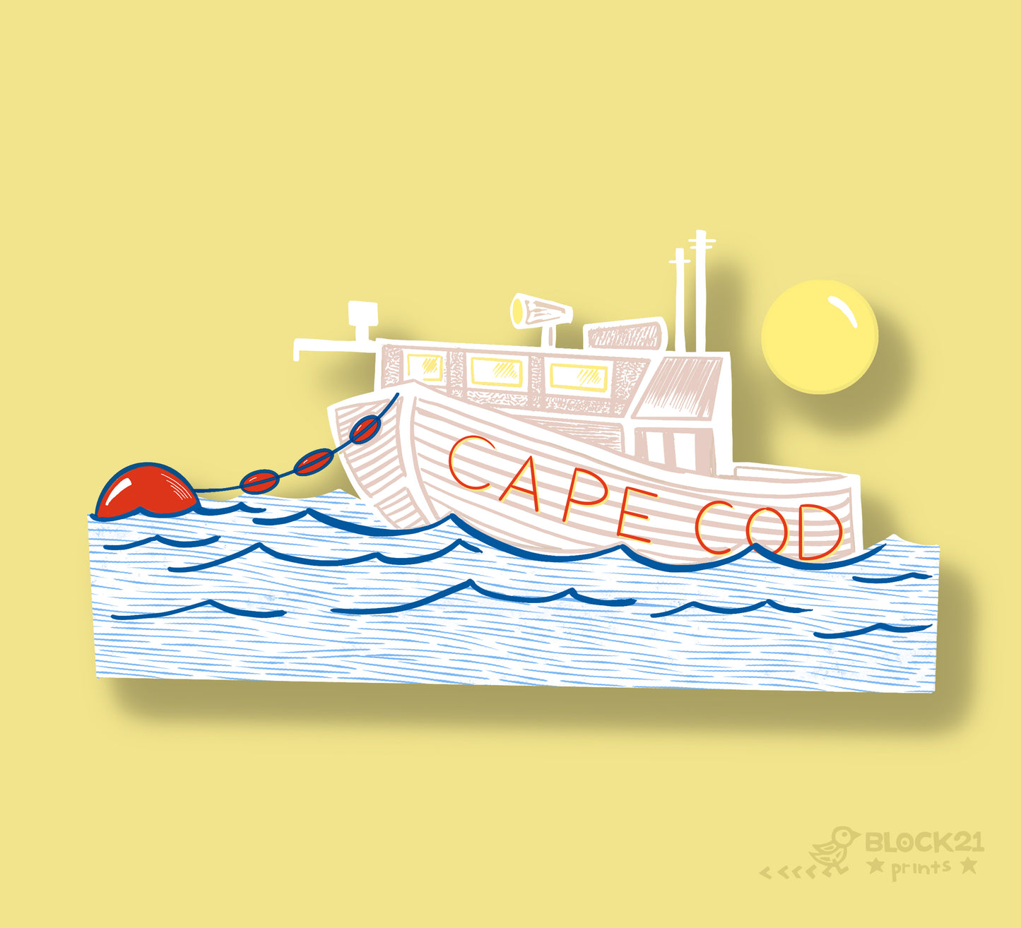 Cape Cod Fishing Boat Die-Cut Vinyl Sticker Weather Proof Decal