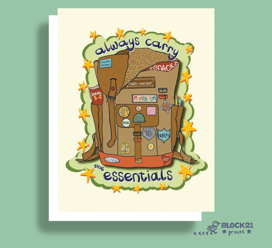 Backpack Essentials Greeting Card – “Always Carry the Essentials”