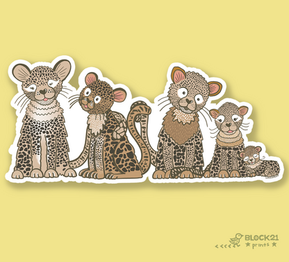 Cute Cheetah Family Vinyl Sticker | Wild & Furry Animal Sticker