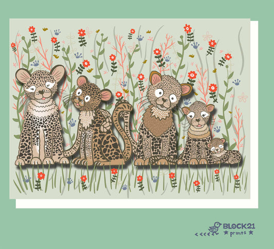 Cheetah Family - A2 Blank Inside