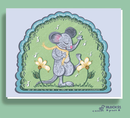 Dancing Mouse with Daisies Vinyl Sticker – Waterproof