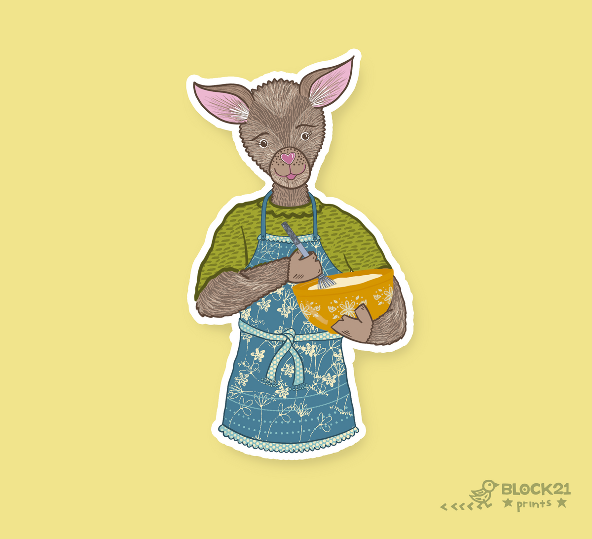 Cute Baking Deer Vinyl Sticker | Whimsical Baker Gift