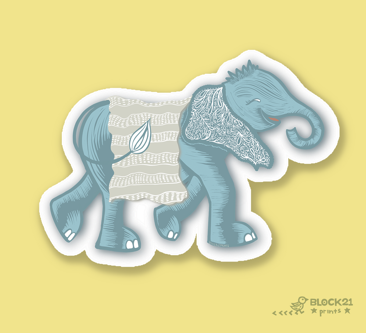 Whimsical Elephant Vinyl Sticker | Cute Elephant Sticker