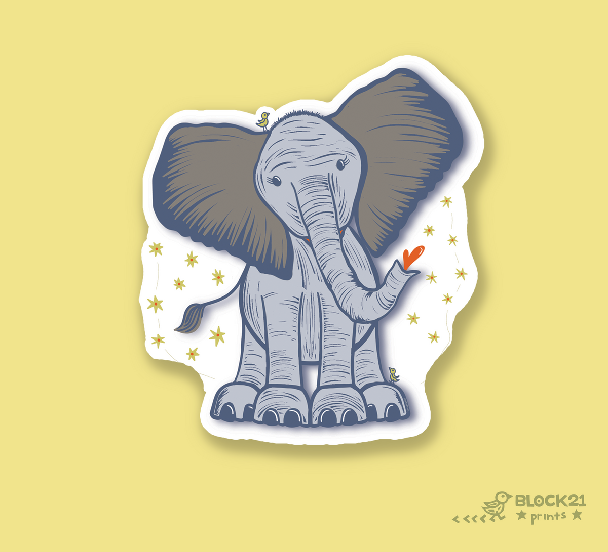 Elephant with Heart Vinyl Sticker | Cute Elephant Sticker