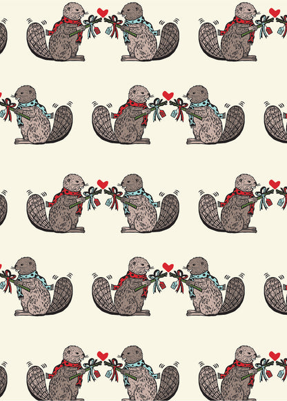 Holiday Winter Beaver Pals Gift Wrap Sheet - set of two sheets