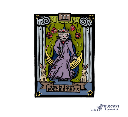 High Priestess Tarot Card Die Cut Vinyl Sticker