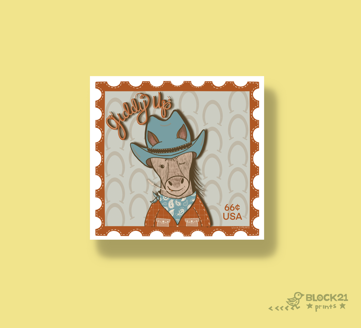 Western Stamp Sticker Set | 4 Cowboy Animal Vinyl Stickers