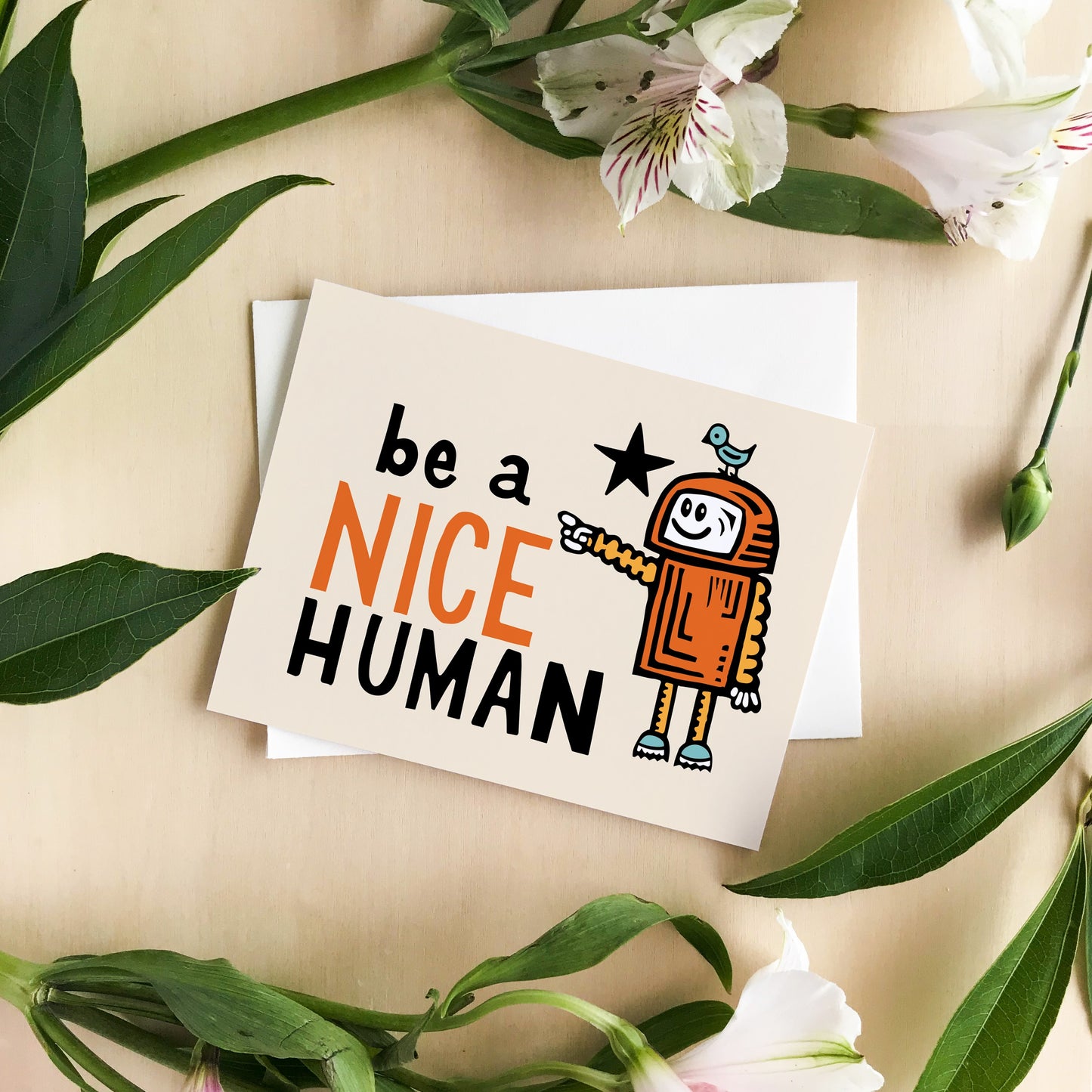 Be A Nice Human set of 4 Blank Greeting Card 4" X 6"