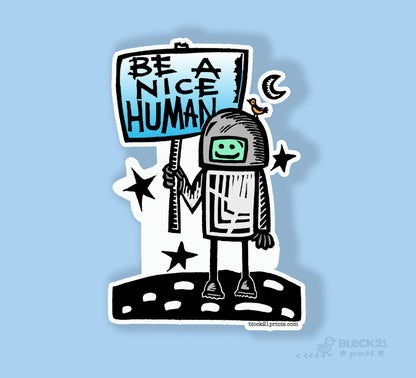 Be A Nice Human Tiny Sticker - Pack of 4