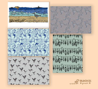 Ocean Theme Greeting Cards Set of 5