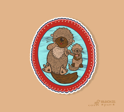 Otters Swimming Sticker Decal