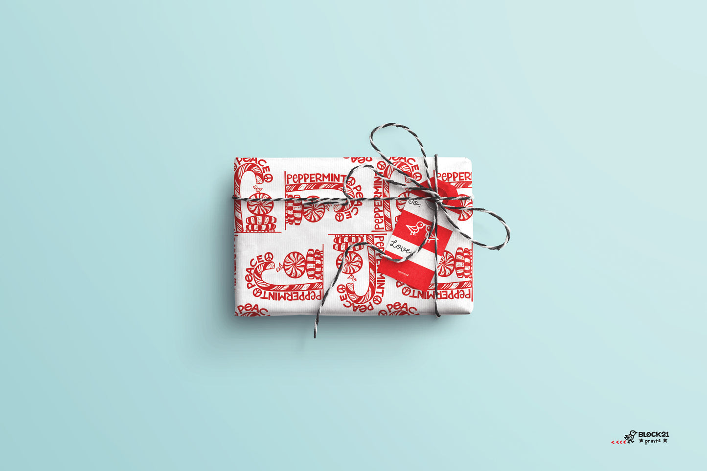 Holiday Peppermint Peace Gift Wrap Sheet - set of two sheets