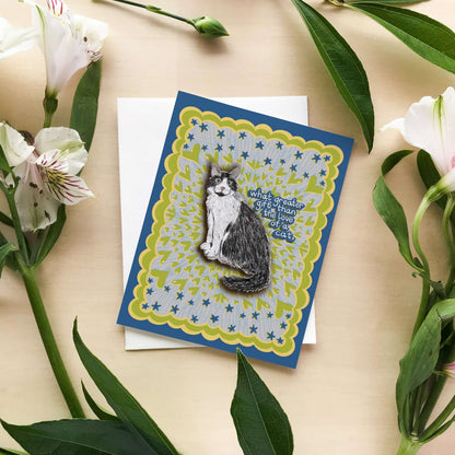 Cat Love Quote Greeting Card – What Greater Gift Than the Love of a Cat