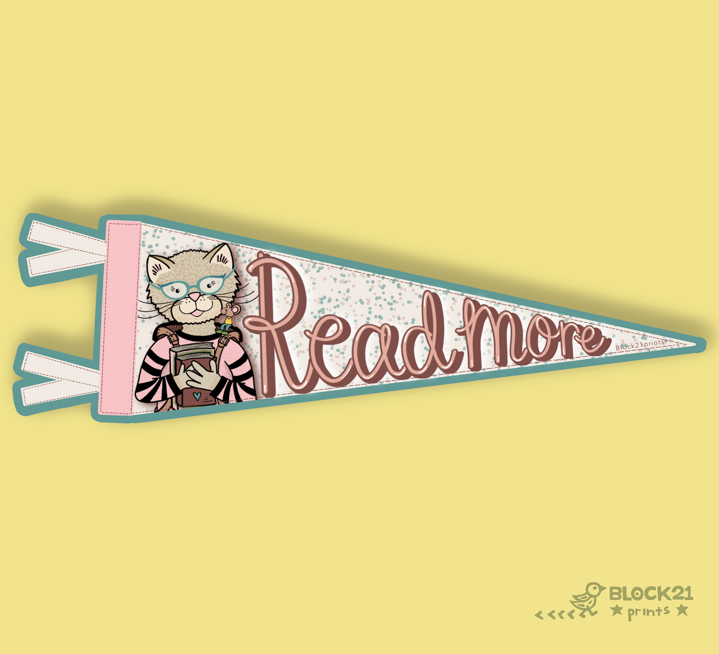 Read More Cat Pennant Sticker | Waterproof Vinyl