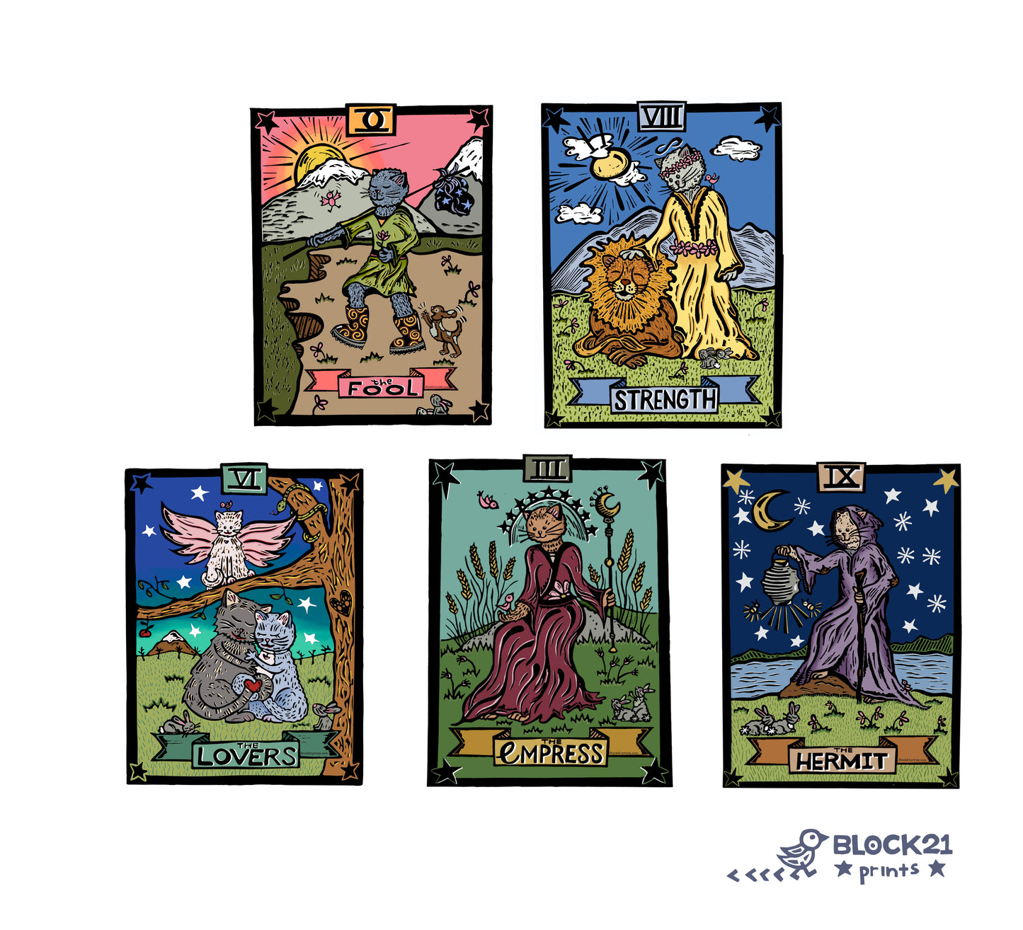 Tarot Cats Sticker Set of 5