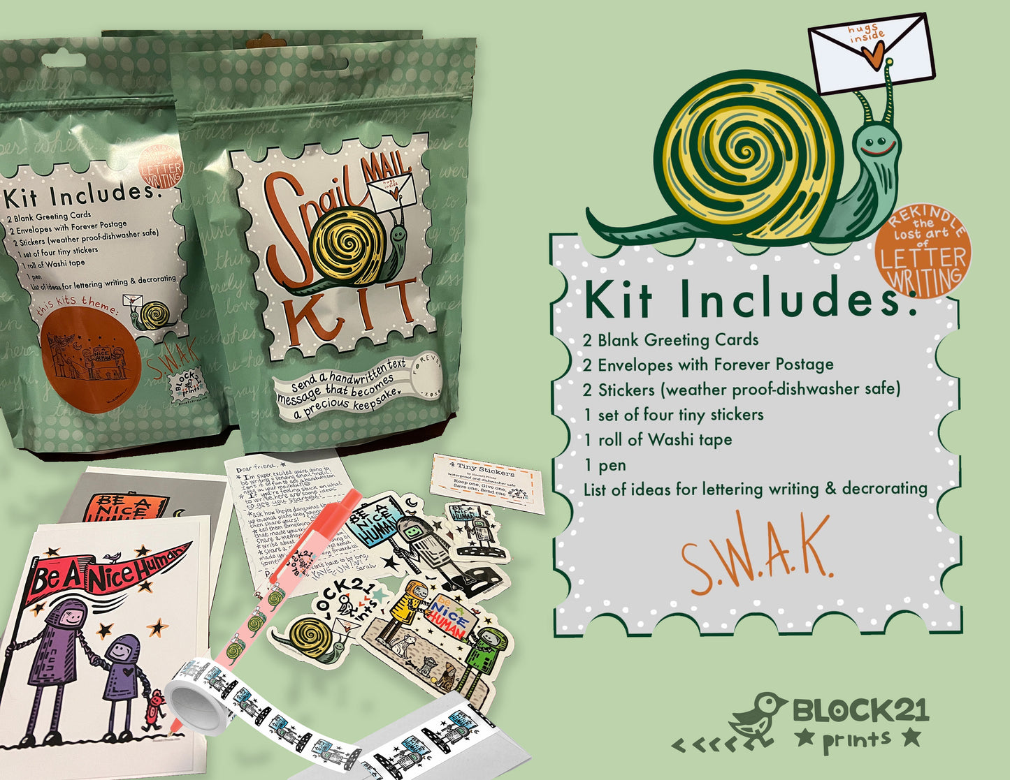 Snail Mail Kit - everything included (postage too!), ! -theme: be a nice human