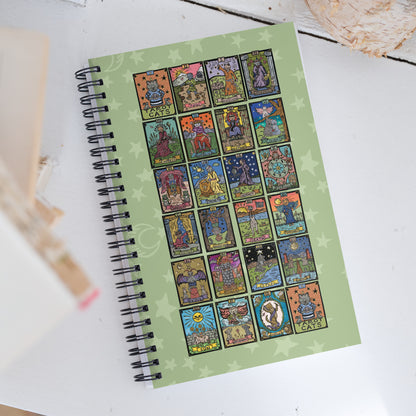 Tarot Cat Cards Spiral notebook with dotted pages