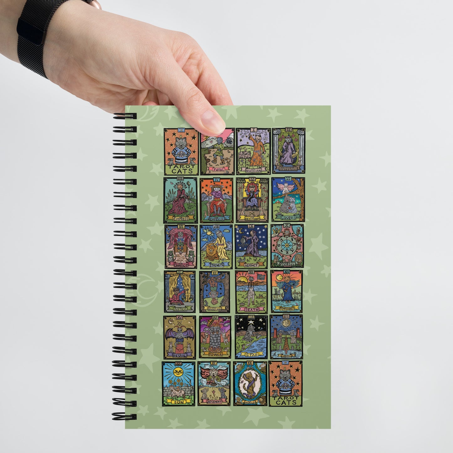 Tarot Cat Cards Spiral notebook with dotted pages