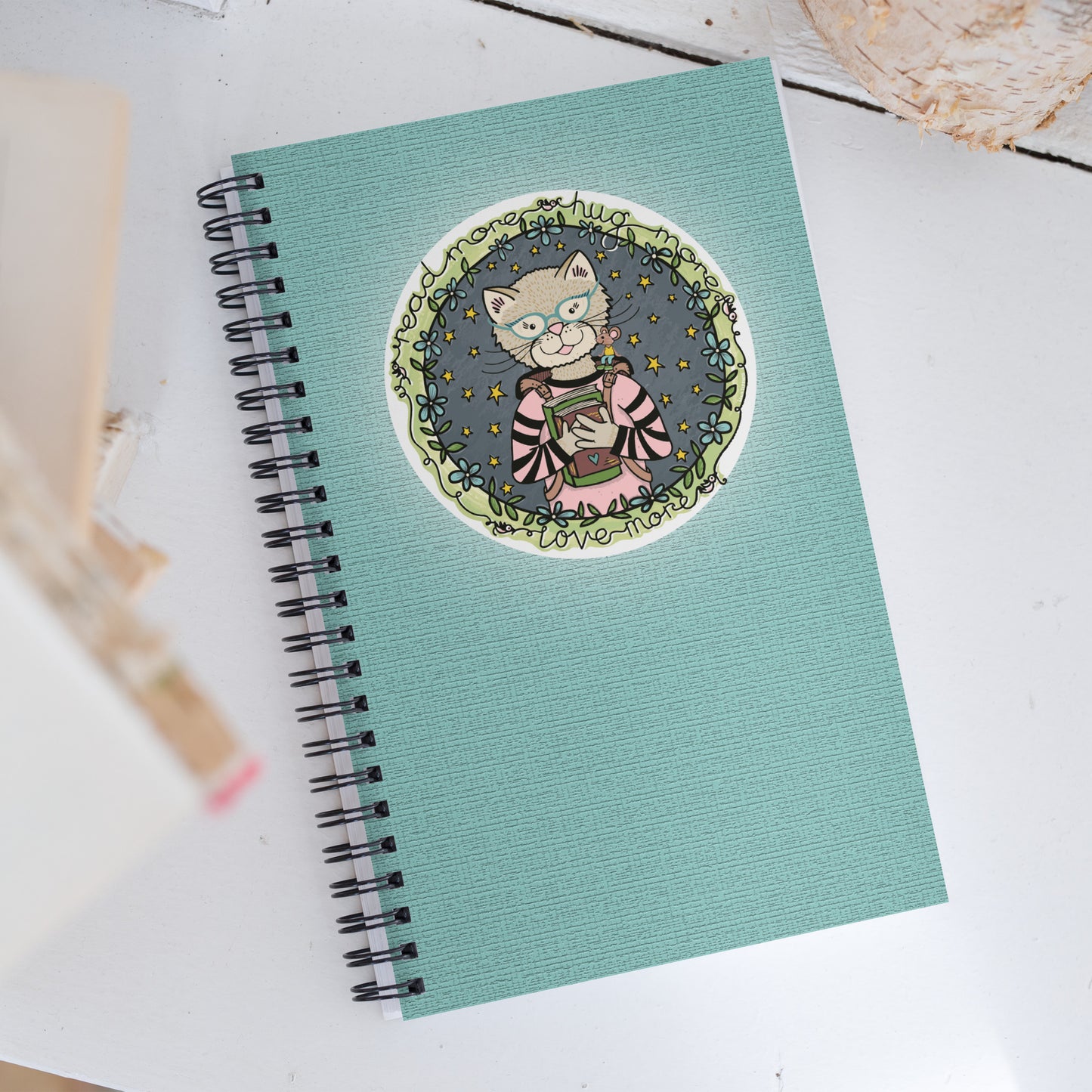 Read More Love More Cat Spiral notebook with dotted pages