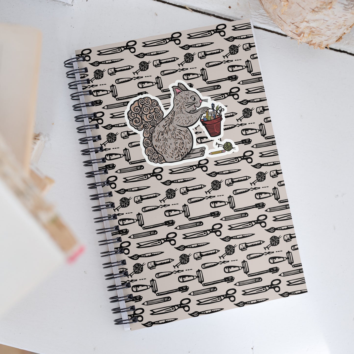 Art Squirrel Spiral notebook / sketchook / journal with dot grid pages