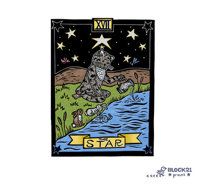 The Star Cat Tarot Card Die Cut Vinyl Sticker