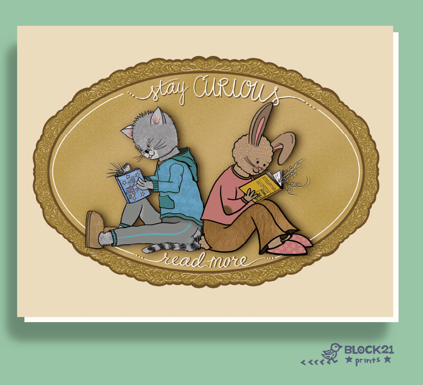 Stay Curious Reading Greeting Card – A2