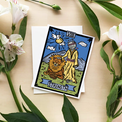 Strength Tarot Blank Greeting Card 4" X 6"